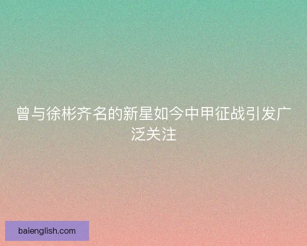 曾与徐彬齐名的新星如今中甲征战引发广泛关注