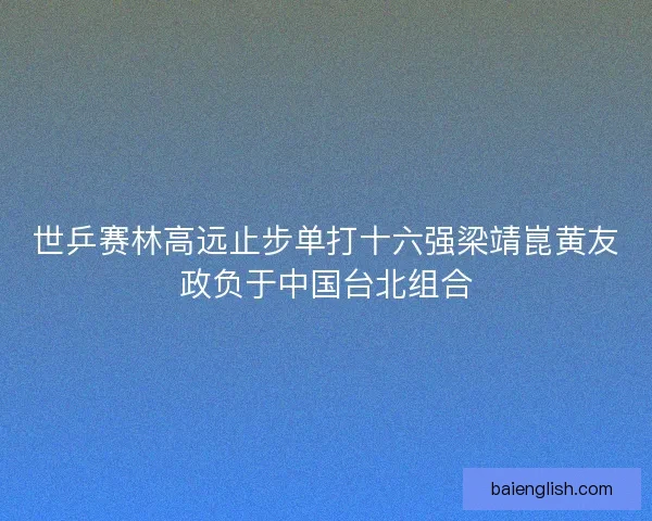 世乒赛林高远止步单打十六强梁靖崑黄友政负于中国台北组合